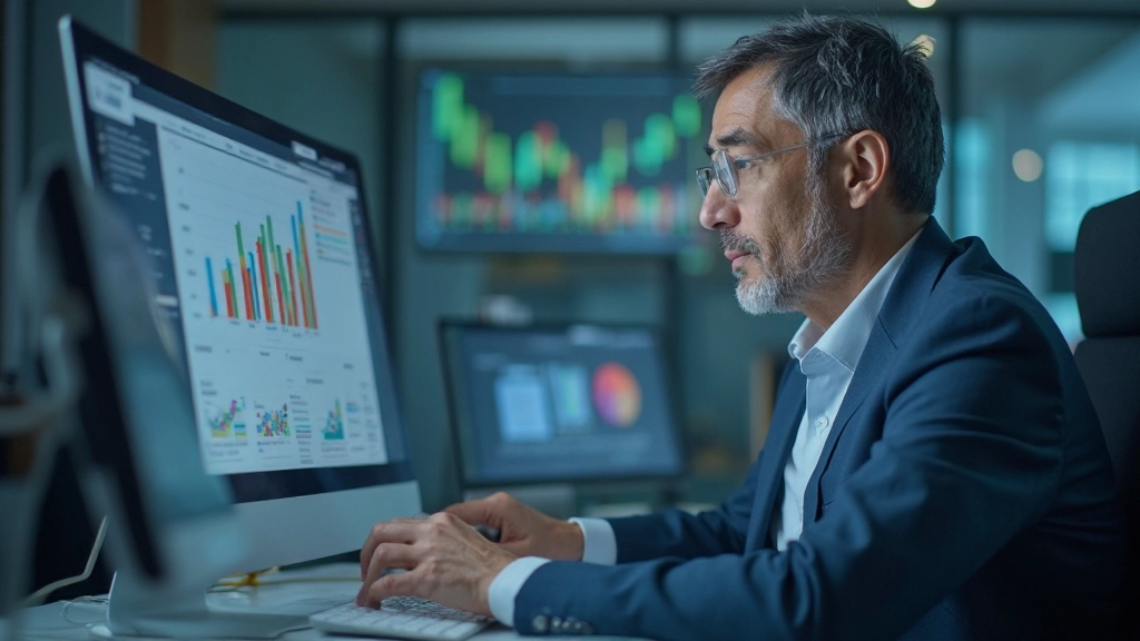 Исследователь анализирует сложные статистические модели и данные